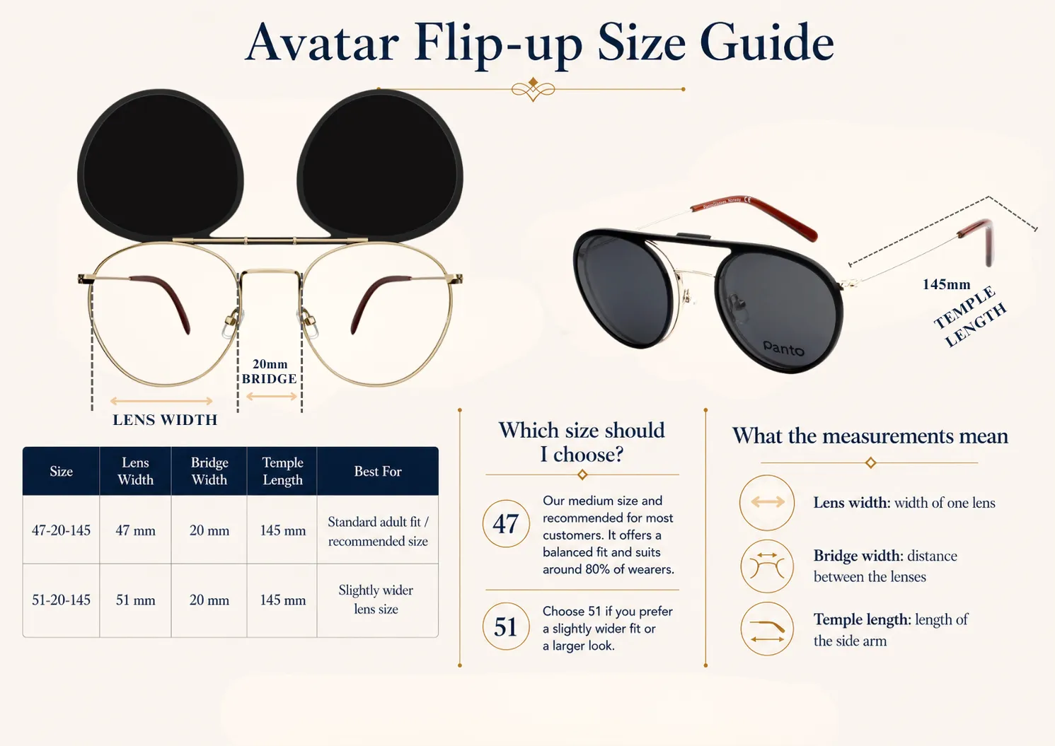 PantoGlasses Size Guide