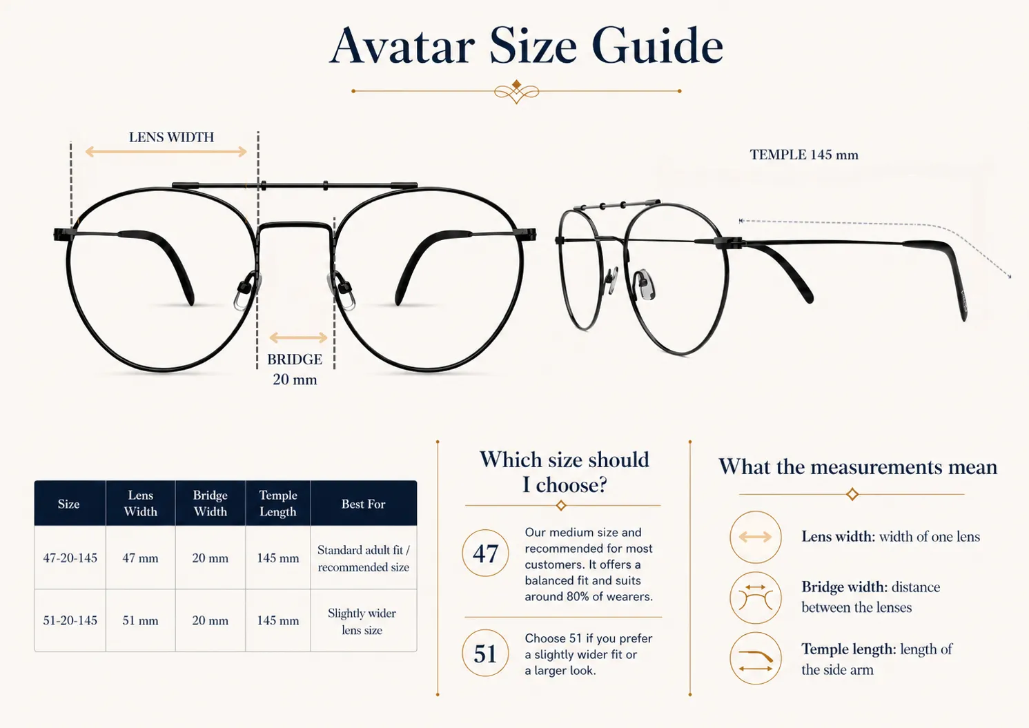 PantoGlasses Size Guide