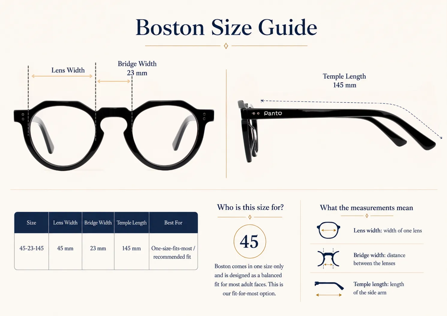PantoGlasses Size Guide