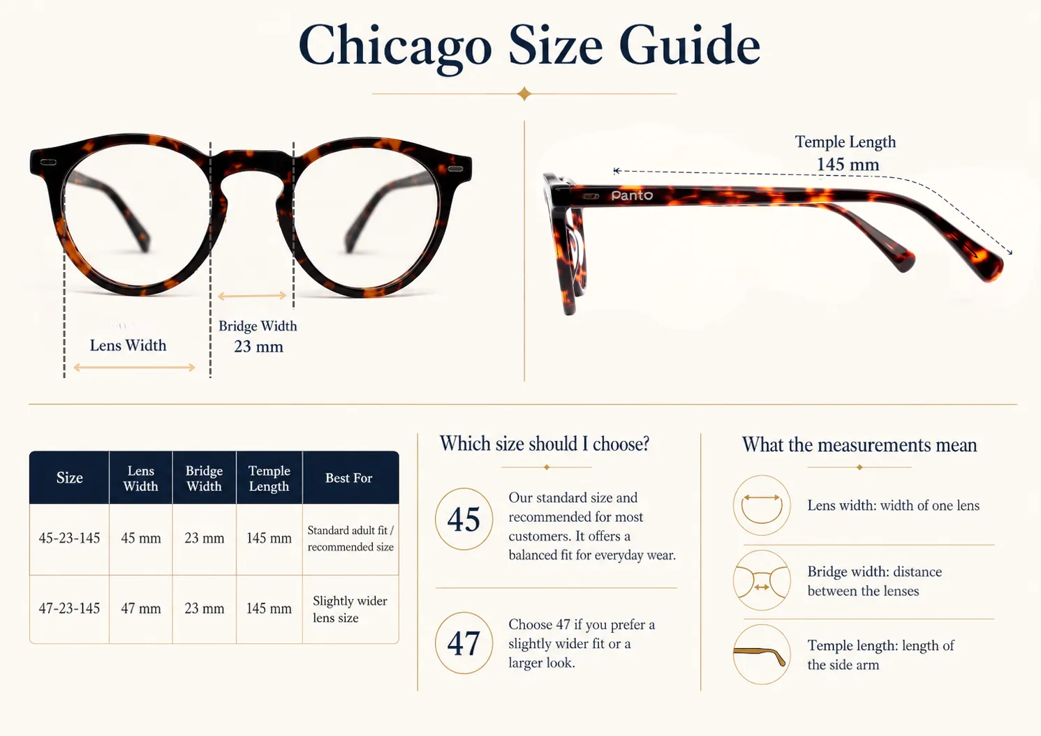 PantoGlasses Size Guide