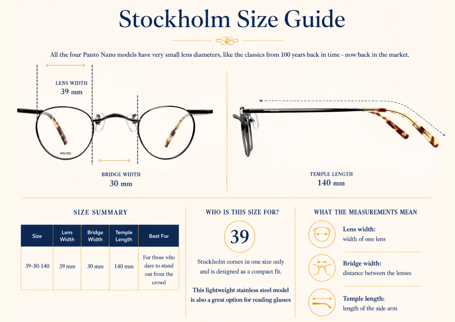 PantoGlasses Size Guide