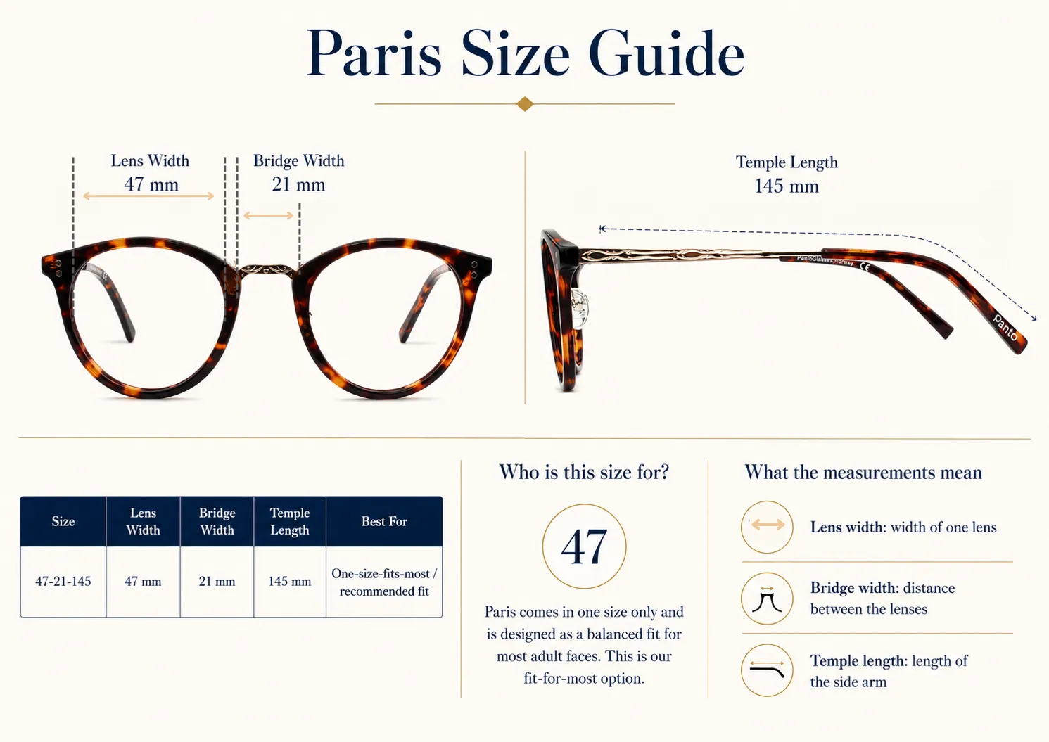 PantoGlasses Size Guide