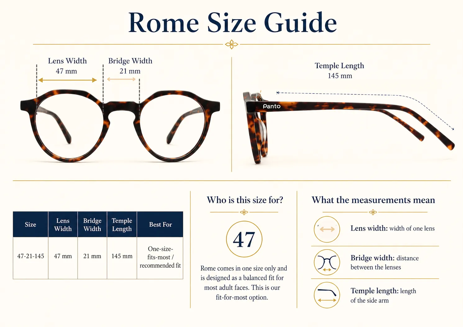 PantoGlasses Size Guide